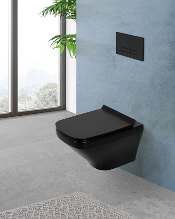 унитаз подвесной безободковый belbagno sela bb3201chr-mb/bb3201sc-mb, с сиденьем микролифт, цвет черный матовый