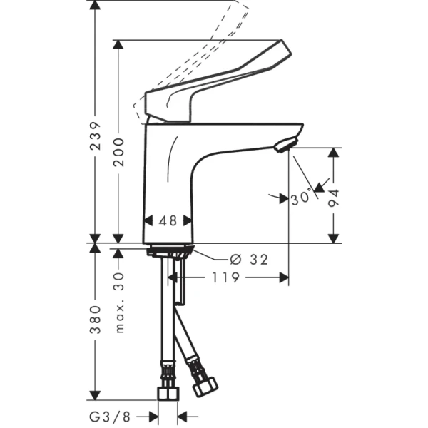 смеситель для раковины без донного клапана coolstart hansgrohe focus 31917000