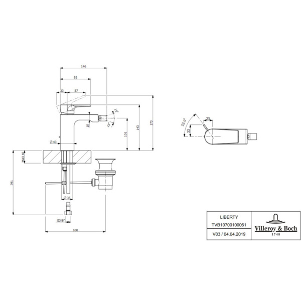 смеситель для биде villeroy & boch liberty tvb10700100061