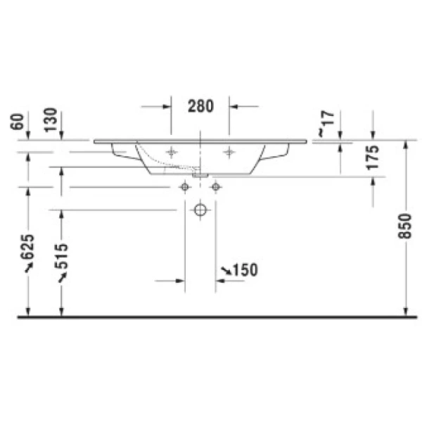 раковина полувстраиваемая duravit me by starck 2336100000