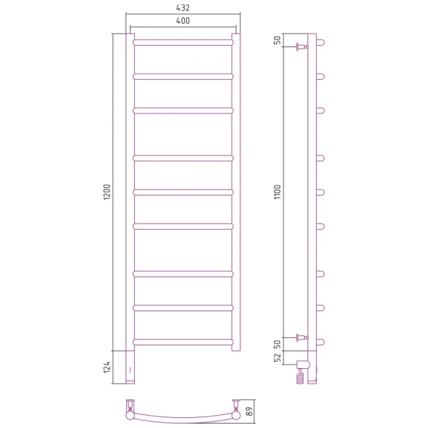 электрический полотенцесушитель сунержа галант 3.0 1200x400 l 00-5800-1240 хром