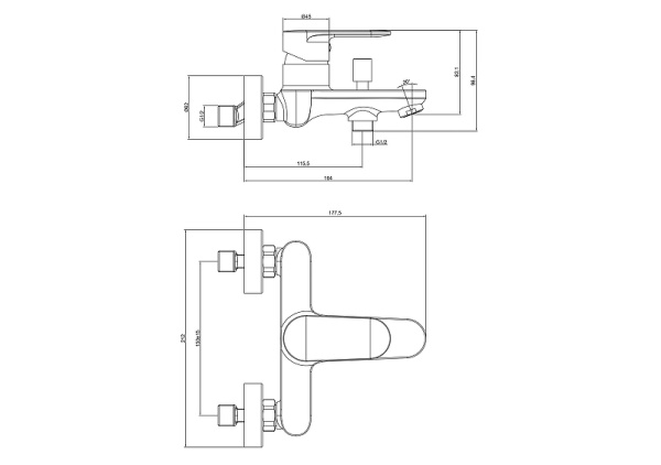 смеситель для ванны aquatek ника aq1840mb цвет черный матовый