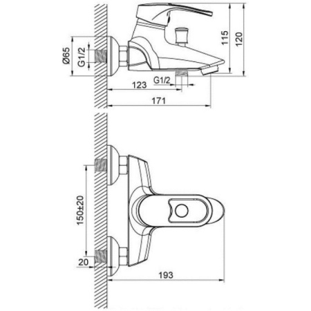 смеситель для ванны kaiser aurora 67022 хром