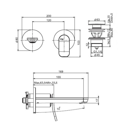 смеситель для раковины fima carlo frattini flo' f3821x8cr