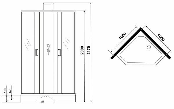 душевая кабина grossman elegans 100x100 gr250d без гидромассажа