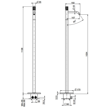 смеситель fima carlo frattini spillo tech f3031t/pnxcr для раковины, напольный, хром