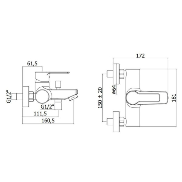 смеситель для ванны с душем paffoni red red022cr