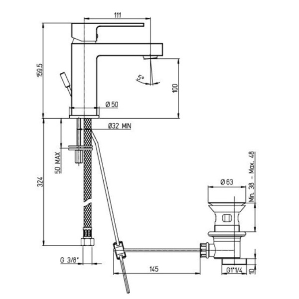 смеситель для раковины paini dax 84cr211rkm цвет хром