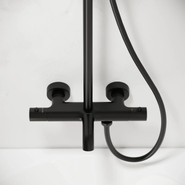 душевая система sancos game sc3001lmb 241 мм, с термостатом, черный матовый