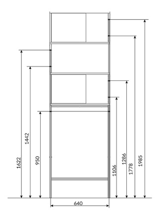 стеллаж над стиральной машиной 1marka grunge loft 66 ц0000005249 дуб вотан