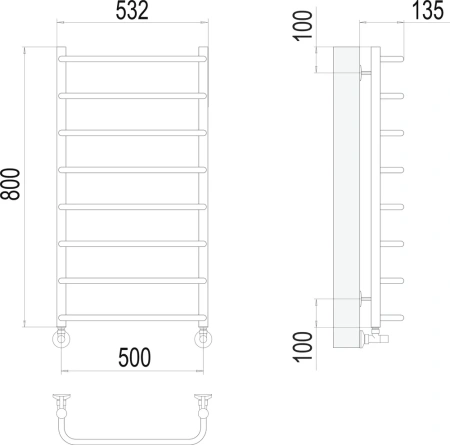 полотенцесушитель водяной terminus стандарт п8 500x800 4670078530370