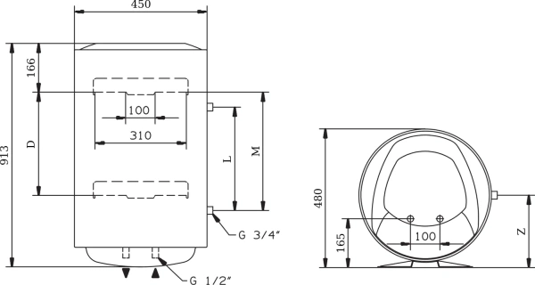 накопительный водонагреватель ariston pro1 r inox abs pro1 r inox abs 100 v