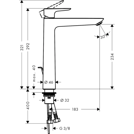 смеситель для раковины с донным клапаном hansgrohe talis e 71716990