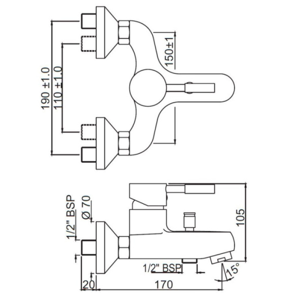 смеситель для ванны jaquar solo sol-chr-6119