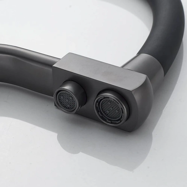 смеситель для кухни shevanik s968t с подключением к фильтру, гибким изливом, оружейная сталь