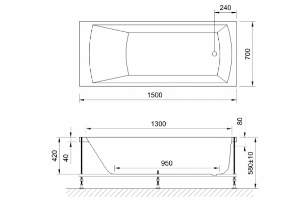 акриловая ванна royal bath vienna standart 150x70 rb953201st с гидромассажем