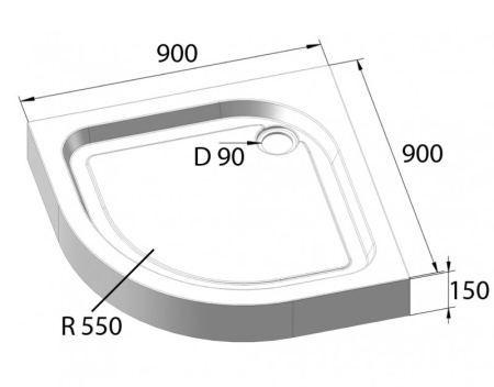 душевой поддон 90x90 см belbagno tray tray-bb-r-90-550-15-w с антискользящим покрытием, цвет белый