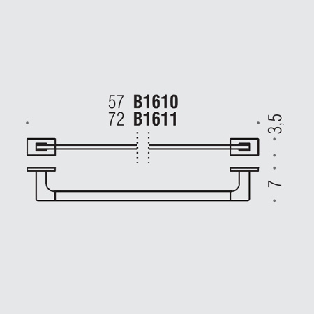 colombo design look полотенцедержатель 72см, pvd графит матовый