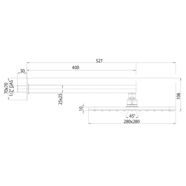 верхний душ bossini cosmo h69598i.073, квадратный, цвет черный матовый