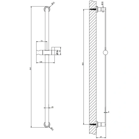 штанга для душа 84.1 см gessi emporio 38751#299 цвет черный xl