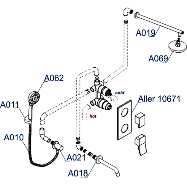душевая система wasserkraft aller a171619 цвет хром