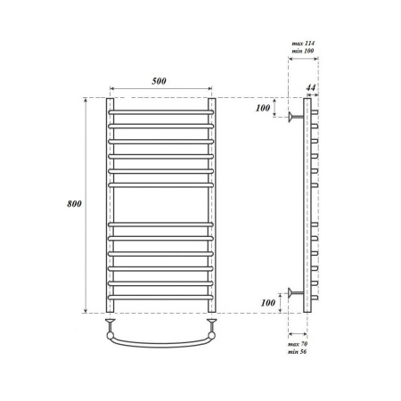 полотенцесушитель point альфа п12 pn05158s водяной, 50х80 см, хром