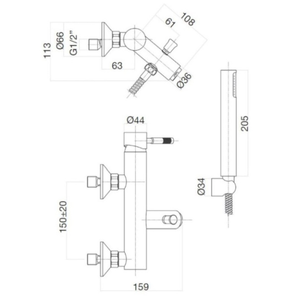 смеситель для ванны webert rimini ri850101740