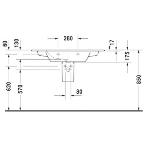 раковина полувстраиваемая duravit me by starck 2336100000