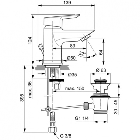 смеситель для раковины ideal standard tesi a6566aa