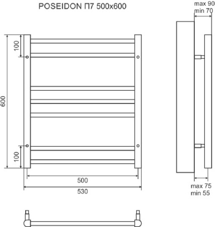 полотенцесушитель электрический lemark poseidon п7 50x60