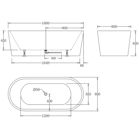 акриловая ванна belbagno 180x80 bb71-1800-w0 без гидромассажа