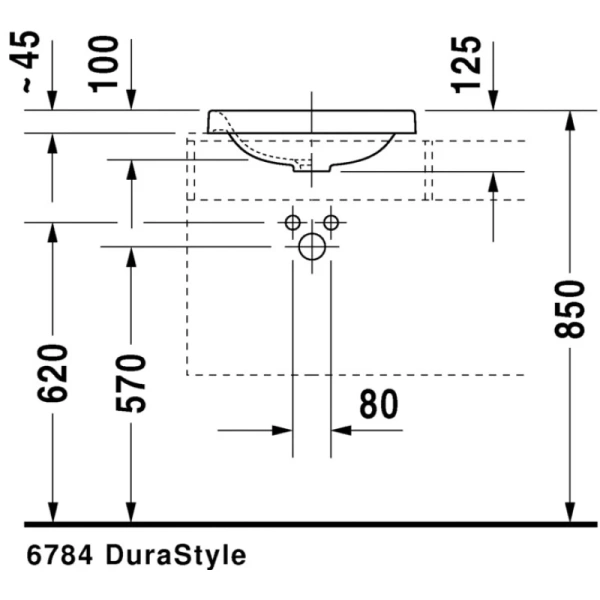 раковина встраиваемая 43 см duravit durastyle 0372430000