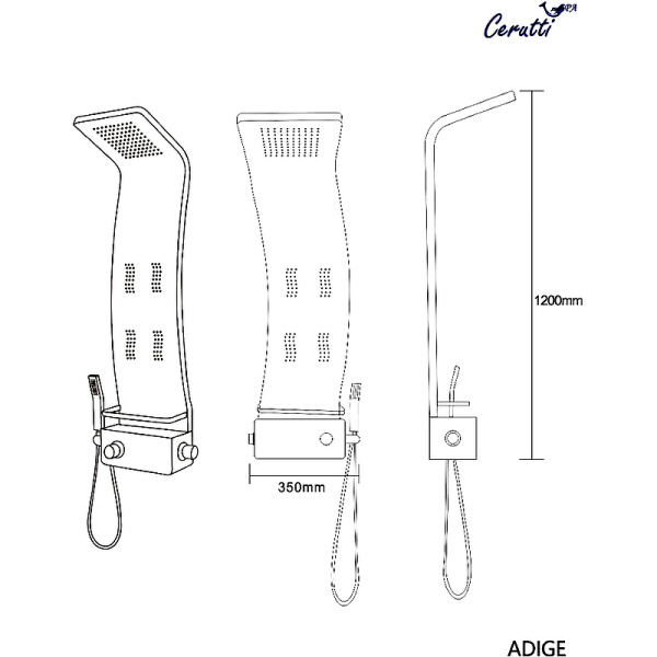 душевая панель ceruttispa adige w ct8979 с гидромассажем белая глянцевая