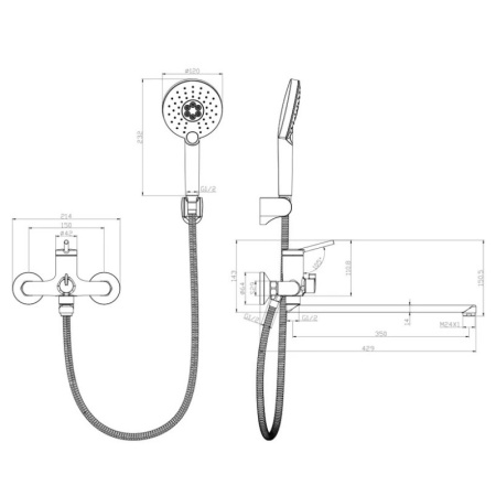 смеситель для ванны lemark minima lm3851c универсальный