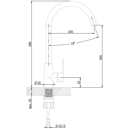 смеситель для кухни agger splendid a0900144 черный