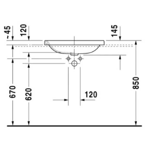 раковина полувстраиваемая duravit durastyle 0372600000