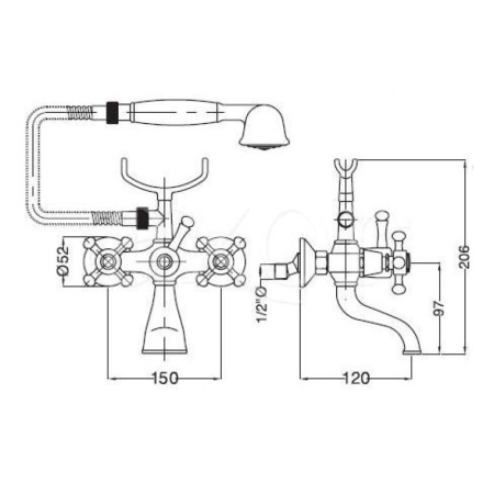 смеситель для ванны migliore lady bn.lad-902 crdo