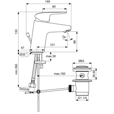 смеситель для раковины ideal standard ceraflex b1707aa