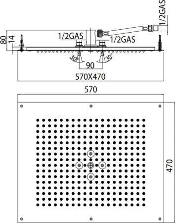 верхний душ bossini dream - flat h38657.030 57x47