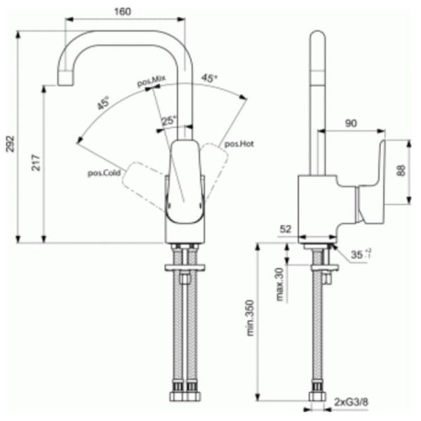 смеситель для раковины ideal standard ceraplan iii b0708aa