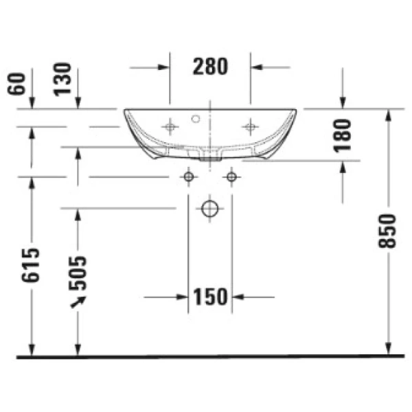 раковина подвесная 60 см duravit me by starck 2343600000