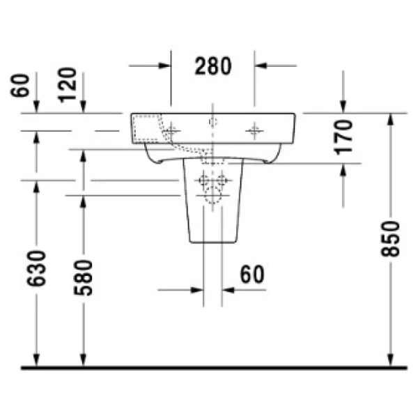 раковина подвесная duravit starck 2 2323550000