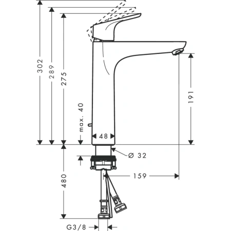 смеситель для раковины с донным клапаном coolstart hansgrohe focus 31658000