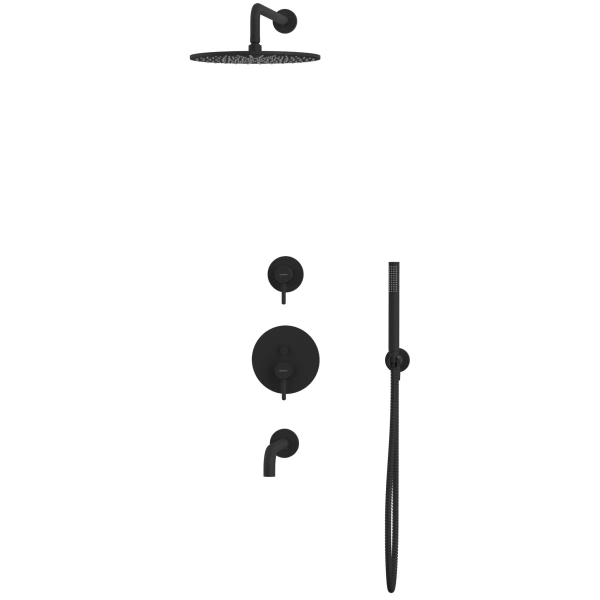 душевой комплект whitecross y yset07bl 300 мм, со смесителем, черный матовый