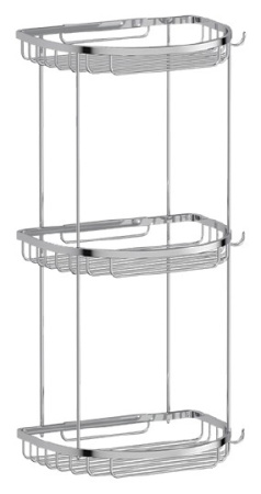 Полка корзина FBS Ryna 012 Хром, 3-ярусная с крючками