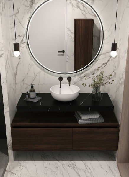 столешница под раковину boheme armadi art flat 120 869-120-nm черный мрамор