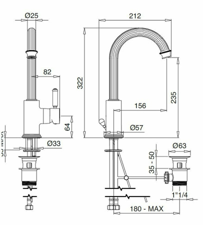 смеситель для раковины cezares olimp lsm2-l olimp-lsm2-03/24-l золото 24 карат