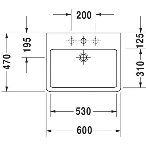 раковина накладная/подвесная 60 см duravit vero 045460 00 27