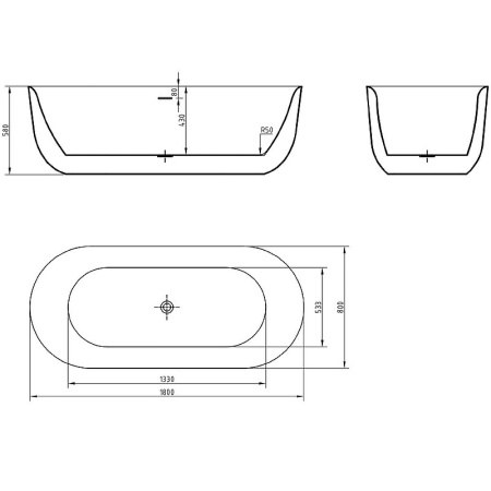 ванна акриловая отдельностоящая belbagno bb706-1800-800