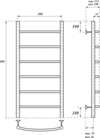 полотенцесушитель point афина pn04158br водяной, 50x80 см, бронза